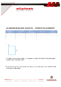  Aluminium blank sheets - order Aliplast