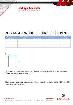  Aluminium blank sheets - order Aliplast 
