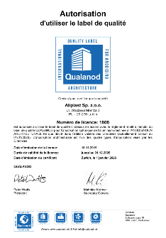 Certificate ALIPLAST QUALANOD FR