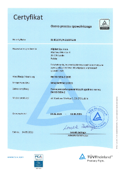 Certificate Aliplast Sp. z o.o._EN ISO 3834 PL