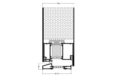 Panel door section, panel two sided, opens inside