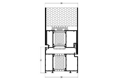 Panel door section, panel two sided, opens inside