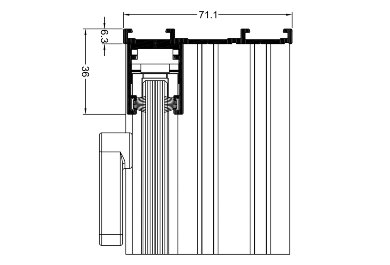 Slide Glass - vertical section / sash - frame - brick